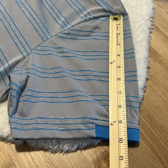 PGA Tour Mens Golf Athletic Fit Polo Shirt Size 2XL Gray Blue Striped Shirt - Picture 11 of 12